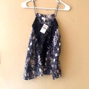 Wayf Snake Print, lace cross-neck tank